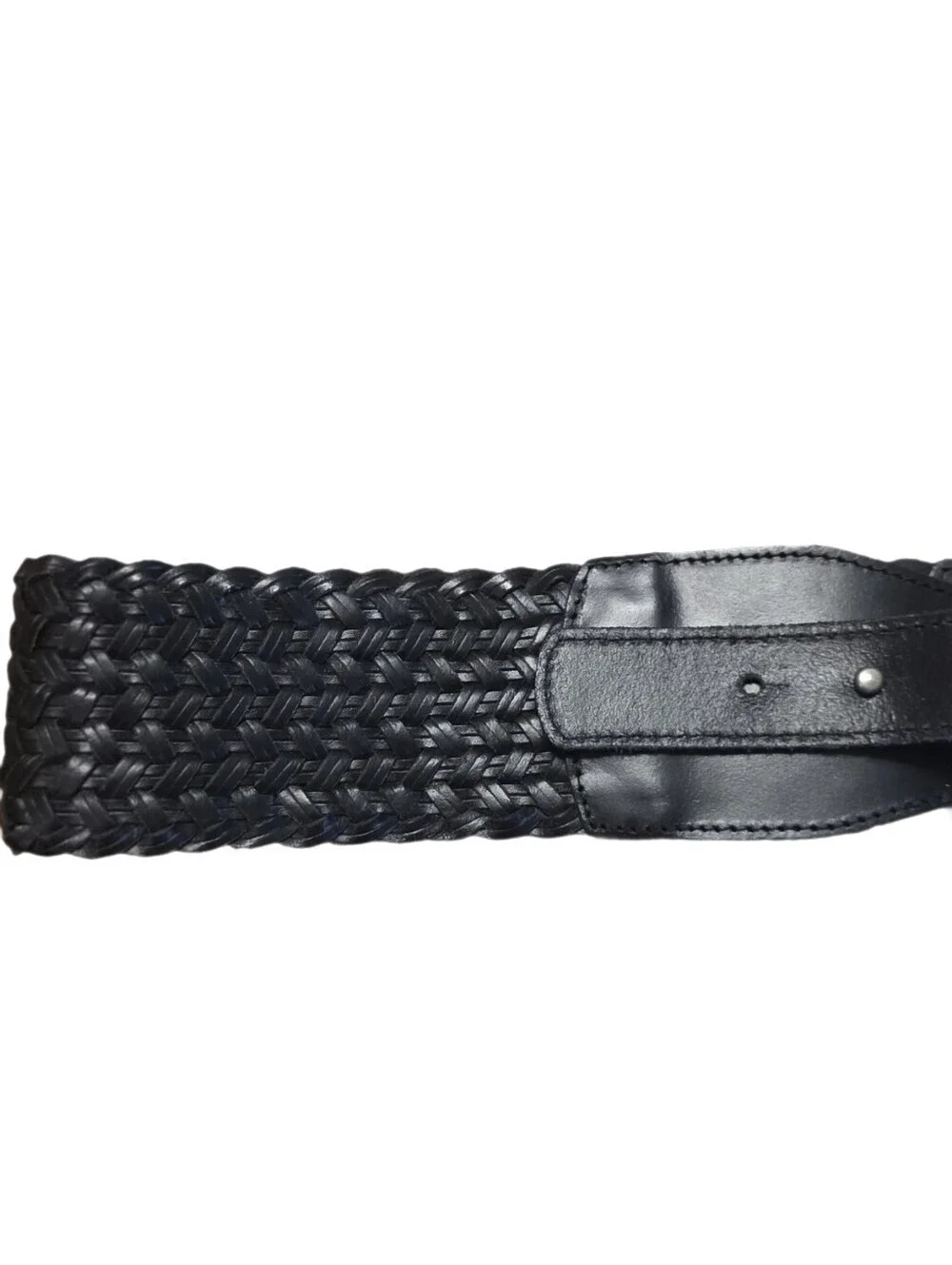 VTG 2006 Old Navy Wide Braided Leather Belt - Black Y2K Boho Excellent Condition